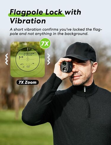 Flysocks Golf Rangefinder مع منحدر، 1200 ياردة مكتشف نطاق الليزر، تكبير 7X، مكتشف نطاق قابل لإعادة الشحن للعب الجولف مع اهتزاز قفل سارية العلم، شريط مغناطيسي، ملحقات الجولف للصيد in Kuwait