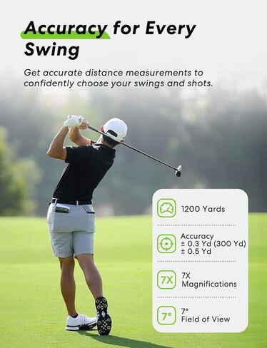 Flysocks Golf Rangefinder مع منحدر، 1200 ياردة مكتشف نطاق الليزر، تكبير 7X، مكتشف نطاق قابل لإعادة الشحن للعب الجولف مع اهتزاز قفل سارية العلم، شريط مغناطيسي، ملحقات الجولف للصيد in Kuwait
