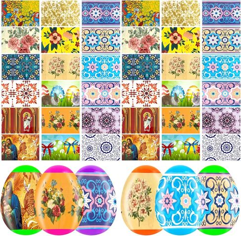 Easter Egg Shrink Wrap Decorations, 36 Pieces Religious Thermo Heat Shrink Sleeves for Pysanka Ukrainian Pysanky Party Supplies Traditional Easter Eggs Wraps Decorating Kit in Kuwait