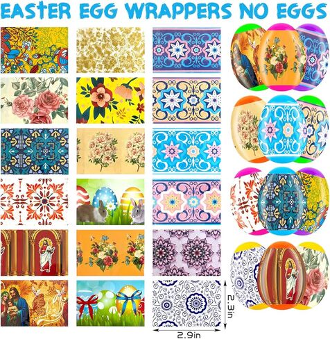 Easter Egg Shrink Wrap Decorations, 36 Pieces Religious Thermo Heat Shrink Sleeves for Pysanka Ukrainian Pysanky Party Supplies Traditional Easter Eggs Wraps Decorating Kit in Kuwait