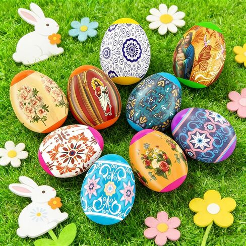 Easter Egg Shrink Wrap Decorations, 36 Pieces Religious Thermo Heat Shrink Sleeves for Pysanka Ukrainian Pysanky Party Supplies Traditional Easter Eggs Wraps Decorating Kit in Kuwait