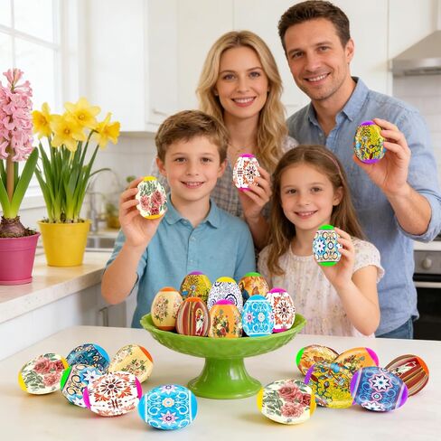 Easter Egg Shrink Wrap Decorations, 36 Pieces Religious Thermo Heat Shrink Sleeves for Pysanka Ukrainian Pysanky Party Supplies Traditional Easter Eggs Wraps Decorating Kit in Kuwait