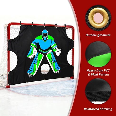 هدف إطلاق النار على هوكي الجليد: 72 × 48 بوصة، مساعد تدريب مقاوم للماء على التثبيت السريع، تحسين الدقة للاعبي المدربين البالغين في الأماكن المغلقة والمفتوحة - قطعة واحدة in Kuwait