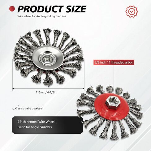 24 حزمة من فرشاة العجلات السلكية المعقودة مقاس 4-1/2 بوصة لمطحنة زاوية 4 1/2 مع عجلة أسلاك من الفولاذ الكربوني الملولبة مقاس 5/8 بوصة - 11 للتكييف شديد التحمل وإزالة الصدأ in Kuwait