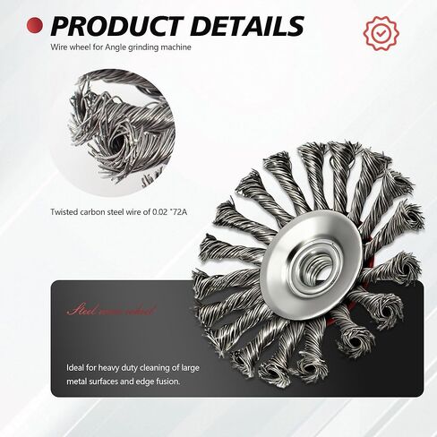 24 حزمة من فرشاة العجلات السلكية المعقودة مقاس 4-1/2 بوصة لمطحنة زاوية 4 1/2 مع عجلة أسلاك من الفولاذ الكربوني الملولبة مقاس 5/8 بوصة - 11 للتكييف شديد التحمل وإزالة الصدأ in Kuwait