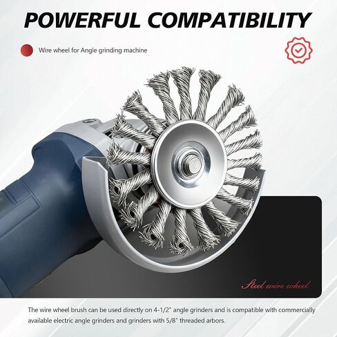 24 حزمة من فرشاة العجلات السلكية المعقودة مقاس 4-1/2 بوصة لمطحنة زاوية 4 1/2 مع عجلة أسلاك من الفولاذ الكربوني الملولبة مقاس 5/8 بوصة - 11 للتكييف شديد التحمل وإزالة الصدأ in Kuwait