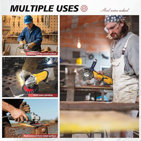 24 حزمة من فرشاة العجلات السلكية المعقودة مقاس 4-1/2 بوصة لمطحنة زاوية 4 1/2 مع عجلة أسلاك من الفولاذ الكربوني الملولبة مقاس 5/8 بوصة - 11 للتكييف شديد التحمل وإزالة الصدأ in Kuwait