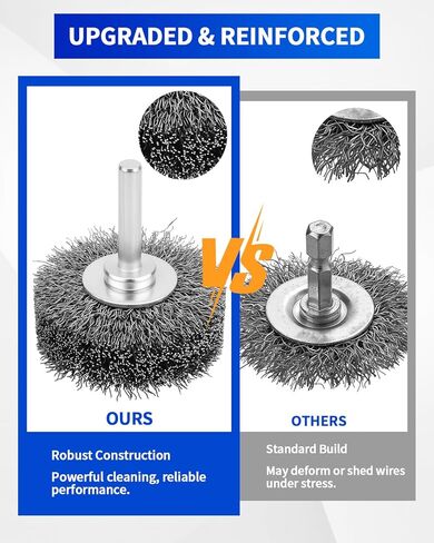 عبوتان من فرشاة سلكية للحفر مقاس 5 سم - فرشاة سلك من الفولاذ الكربوني شديدة التحمل لإزالة الصدأ والطلاء والتآكل، سلك من الفولاذ المقاوم للصدأ مجعد خشن 0.012 بوصة، ساق 1/4 بوصة، 20000 دورة في الدقيقة in Kuwait