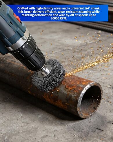 عبوتان من فرشاة سلكية للحفر مقاس 5 سم - فرشاة سلك من الفولاذ الكربوني شديدة التحمل لإزالة الصدأ والطلاء والتآكل، سلك من الفولاذ المقاوم للصدأ مجعد خشن 0.012 بوصة، ساق 1/4 بوصة، 20000 دورة في الدقيقة in Kuwait