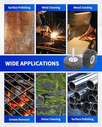عبوتان من فرشاة سلكية للحفر مقاس 5 سم - فرشاة سلك من الفولاذ الكربوني شديدة التحمل لإزالة الصدأ والطلاء والتآكل، سلك من الفولاذ المقاوم للصدأ مجعد خشن 0.012 بوصة، ساق 1/4 بوصة، 20000 دورة في الدقيقة in Kuwait