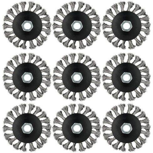Rocaris 9 Pack 4 Inch Wire Wheel for 4 1/2 Angle Grinder, Twist Knotted Wire Wheel Brush with 5/8" Thread Arbor for Heavy-Duty Conditioning Removing Rust in Saudi Arabia