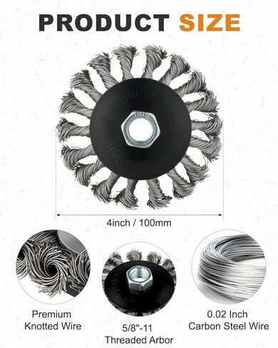 Rocaris 9 Pack 4 Inch Wire Wheel for 4 1/2 Angle Grinder, Twist Knotted Wire Wheel Brush with 5/8" Thread Arbor for Heavy-Duty Conditioning Removing Rust in Saudi Arabia