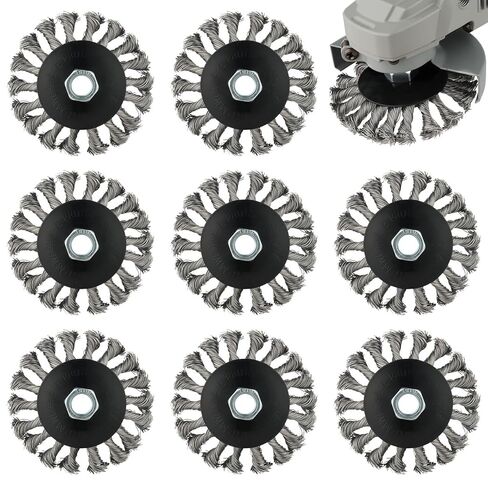 Rocaris 9 Pack 4 Inch Wire Wheel for 4 1/2 Angle Grinder, Twist Knotted Wire Wheel Brush with 5/8" Thread Arbor for Heavy-Duty Conditioning Removing Rust in Saudi Arabia
