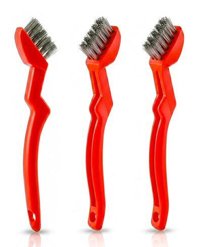 3-Pack Stainless Steel Wire Brush, 6.5 Inch Heavy Duty Cleaning Brush with Curved Ergonomic Handle, Stiff Steel Bristles for Rust Removal, Grill Grates, Metal Cleaning & Deburring in Saudi Arabia