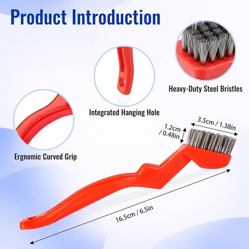 3-Pack Stainless Steel Wire Brush, 6.5 Inch Heavy Duty Cleaning Brush with Curved Ergonomic Handle, Stiff Steel Bristles for Rust Removal, Grill Grates, Metal Cleaning & Deburring in Saudi Arabia