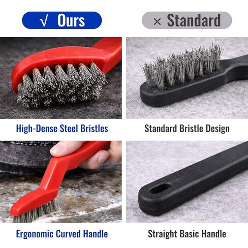 3-Pack Stainless Steel Wire Brush, 6.5 Inch Heavy Duty Cleaning Brush with Curved Ergonomic Handle, Stiff Steel Bristles for Rust Removal, Grill Grates, Metal Cleaning & Deburring in Saudi Arabia