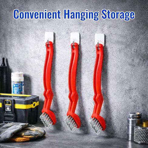 3-Pack Stainless Steel Wire Brush, 6.5 Inch Heavy Duty Cleaning Brush with Curved Ergonomic Handle, Stiff Steel Bristles for Rust Removal, Grill Grates, Metal Cleaning & Deburring in Saudi Arabia