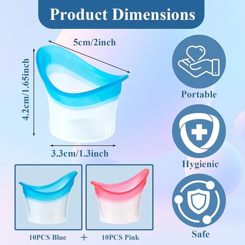20 قطعة من أكواب غسول العين، طقم غسول العين لشطف أداة العناية المحمولة مع حاوية تخزين، كوب غسول العين من السيليكون للتنظيف السريع، تنظيف الغبار المتعب، مهيجات المكياج in Kuwait