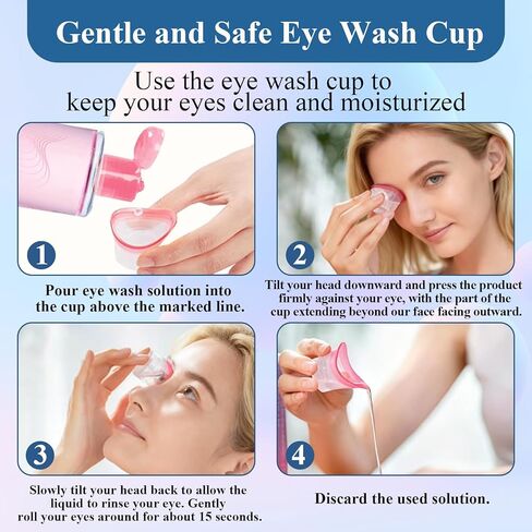 20 قطعة من أكواب غسول العين، طقم غسول العين لشطف أداة العناية المحمولة مع حاوية تخزين، كوب غسول العين من السيليكون للتنظيف السريع، تنظيف الغبار المتعب، مهيجات المكياج in Kuwait