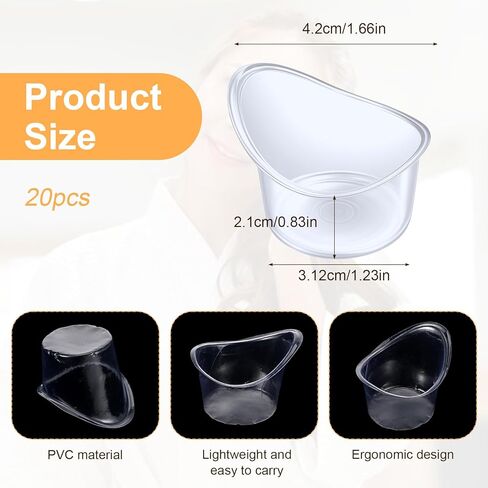 SHENLIU 20 Packs of 5 ml Disposable Eyes Washes Cups, Portable Plastic Measuring Cups, Eyes Wash Sets Bath Eye Wash Eye Care Tools for Drops Elderly and Travel Cleaning, Quick Fatigue Relief in Saudi Arabia