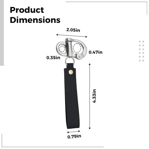 Automatic Locking Quick Release Clip, 2 Pcs Stainless Steel 316, 2 in (5.2 Cm) Fixed Spring Snap Hook Belt Style, Heavy Duty for Firefighter Gear, Leather Lanyard Included in Saudi Arabia