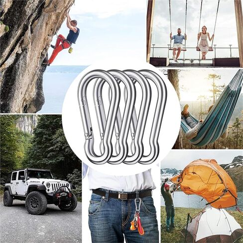 خطاف زنبركي، 20 قطعة مشبك زنبركي من الفولاذ المقاوم للصدأ 304 - مشبك حلقة مفاتيح عالي التحمل في الهواء الطلق in Kuwait