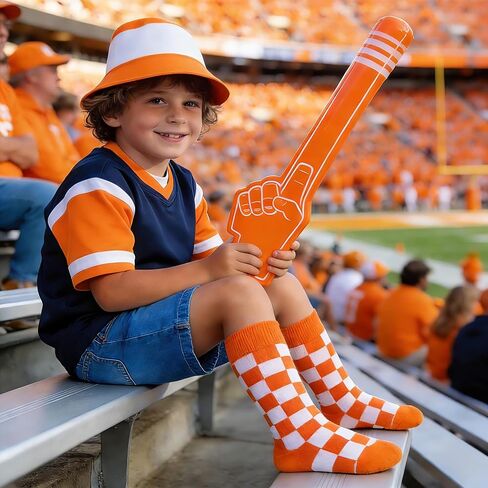 زوجان من جوارب الأطفال باللونين البرتقالي والأبيض، ملابس شبابية من القطن والألياف اللدنة لمحبي تينيسي فولز وخريجي الجامعة، مقاس 9-12 in Kuwait