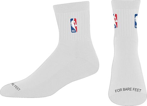 جورب ربع سنوي بشعار NBA الكلاسيكي للأقدام العارية، أبيض، مقاس كبير in Kuwait