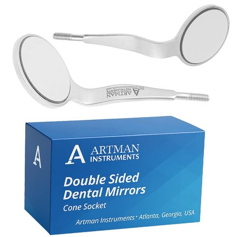 ARTMAN INSTRUMENTS Double Sided Cone Socket Dental Mouth Mirror Front Surface Pack of 7 Stainless Steel Autoclavable Dental Mirrors in Saudi Arabia