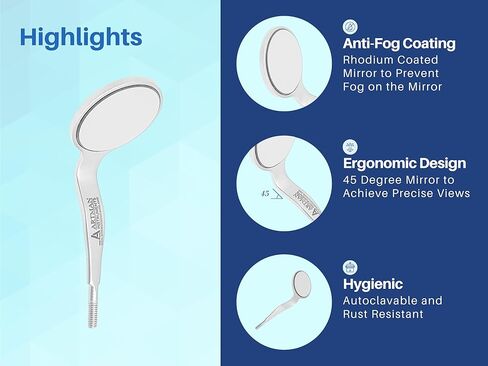 ARTMAN INSTRUMENTS Double Sided Cone Socket Dental Mouth Mirror Front Surface Pack of 7 Stainless Steel Autoclavable Dental Mirrors in Saudi Arabia
