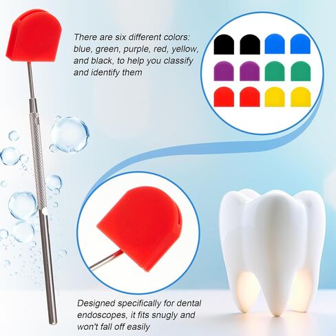 24 Pcs Dental Mirror Cover Color Code Autoclavable up to 375f Assorted Dental Color-code Mirror Covers Silicone for Teeth Oral Care Tool Household Care Tools in Saudi Arabia