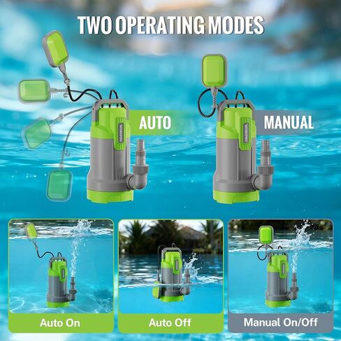 WORKPRO Submersible Water Pump, 1HP 4500 GPH Sump Pump with Automatic Float Switch for Transferring Clean or Dirty Water, A Water Pump for Pool Draining, Flooded Basement, Pond, and Garden Irrigation in Saudi Arabia