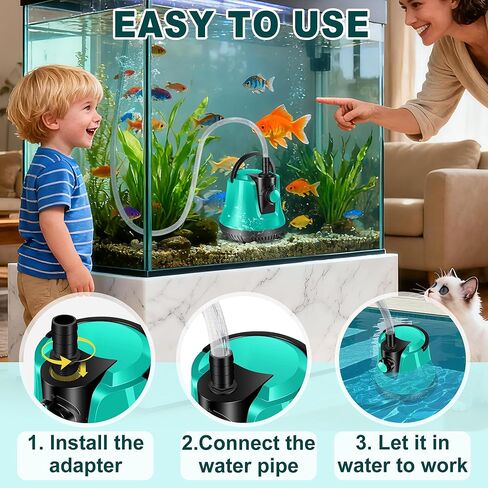 RovPool Sump Pump Submersible, Pool Cover Pump Above Ground with Adjustable Flow, Portable Electric Water Removal Pump with 10ft Hose, 4 Adapters Water Pump for Pool Draining,Fish Tank,Pond, 950GPH in Saudi Arabia