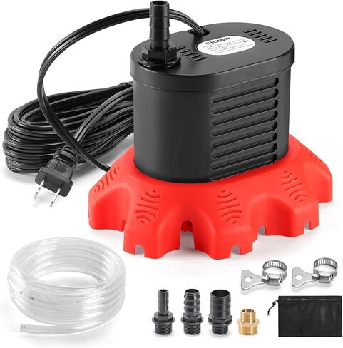 مضخة غطاء حمام السباحة، مضخة مياه 850 جالون في الساعة لتصريف حمام السباحة مع 4 محولات خرطوم، خرطوم تصريف 20 قدمًا، سلك طاقة 25 قدمًا، مضخات غطاء حمام السباحة فوق الأرض لتصريف أغطية حمام السباحة والبرك والأحواض (أحمر) in Kuwait