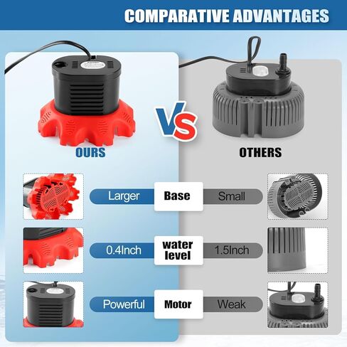 مضخة غطاء حمام السباحة، مضخة مياه 850 جالون في الساعة لتصريف حمام السباحة مع 4 محولات خرطوم، خرطوم تصريف 20 قدمًا، سلك طاقة 25 قدمًا، مضخات غطاء حمام السباحة فوق الأرض لتصريف أغطية حمام السباحة والبرك والأحواض (أحمر) in Kuwait