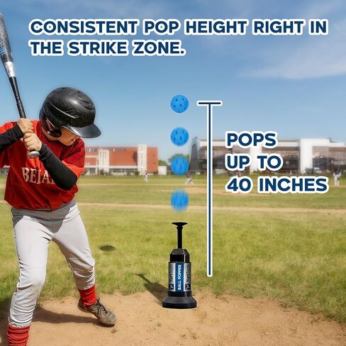 Ball Popper Baseball Training Equipment – Timing & Hitting Skill Development, Spring-Powered Pop Up Tee Batting Trainer for Practice Without a Pitcher (1 Popper Ball Included) in Kuwait