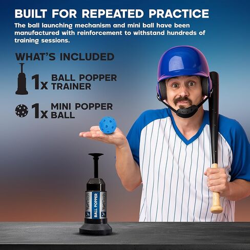 Ball Popper Baseball Training Equipment – Timing & Hitting Skill Development, Spring-Powered Pop Up Tee Batting Trainer for Practice Without a Pitcher (1 Popper Ball Included) in Kuwait