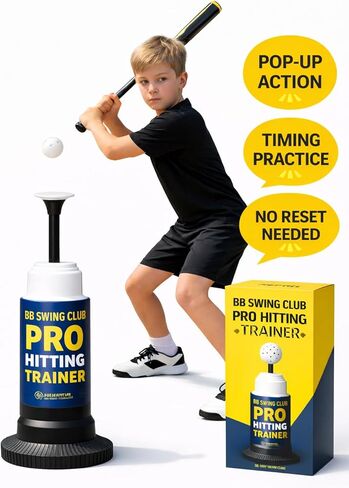 Pop-Up Baseball Trainer for Hitting Practice, Pro Hitting Training Equipment with Ball Launcher Action, Skill Development Tool for Timing & Contact in Kuwait