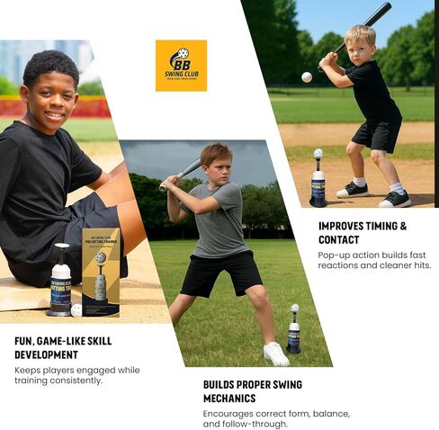 Pop-Up Baseball Trainer for Hitting Practice, Pro Hitting Training Equipment with Ball Launcher Action, Skill Development Tool for Timing & Contact in Kuwait