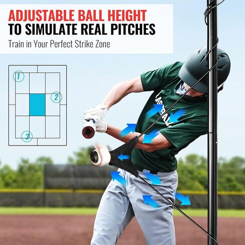 Portable Hitting Trainer For Baseball&Softball,Auto-Reset Baseball Swing Trainer With Real Ball And Stand, Adjustable Baseball Training Station,Softball Swing Trainer Solo Practice Improve Power,Speed in Saudi Arabia