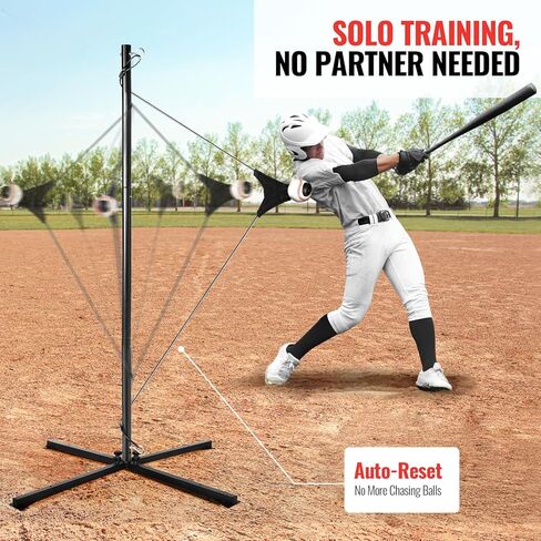 Portable Hitting Trainer For Baseball&Softball,Auto-Reset Baseball Swing Trainer With Real Ball And Stand, Adjustable Baseball Training Station,Softball Swing Trainer Solo Practice Improve Power,Speed in Saudi Arabia