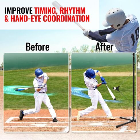 Portable Hitting Trainer For Baseball&Softball,Auto-Reset Baseball Swing Trainer With Real Ball And Stand, Adjustable Baseball Training Station,Softball Swing Trainer Solo Practice Improve Power,Speed in Saudi Arabia
