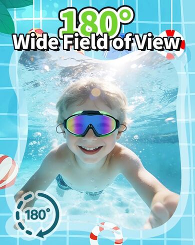 Swim Goggles 2 Pack Anti-Fog Anti-UV Wide View No Leakage Swimming Goggles for Kids 3-15 with Earplugs in Kuwait