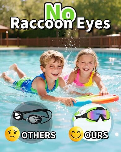 Swim Goggles 2 Pack Anti-Fog Anti-UV Wide View No Leakage Swimming Goggles for Kids 3-15 with Earplugs in Kuwait