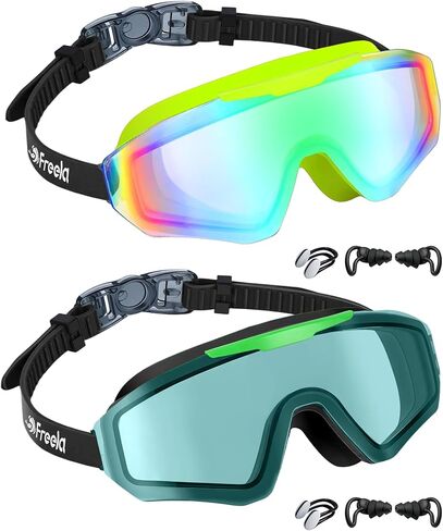 Freela 2 Pack Kids Swim Goggles for 8-16, Anti-Fog UV Protection Extra Silicone Layer Swimming Goggles for Youth Boys Girls in Saudi Arabia