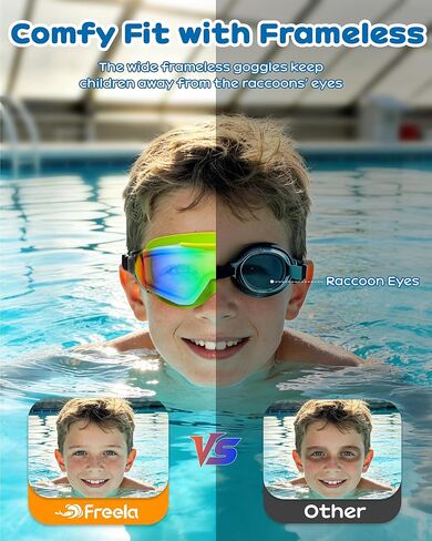 Freela 2 Pack Kids Swim Goggles for 8-16, Anti-Fog UV Protection Extra Silicone Layer Swimming Goggles for Youth Boys Girls in Saudi Arabia