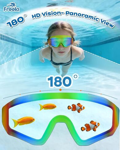 Freela 2 Pack Kids Swim Goggles for 8-16, Anti-Fog UV Protection Extra Silicone Layer Swimming Goggles for Youth Boys Girls in Saudi Arabia