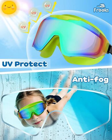 Freela 2 Pack Kids Swim Goggles for 8-16, Anti-Fog UV Protection Extra Silicone Layer Swimming Goggles for Youth Boys Girls in Saudi Arabia