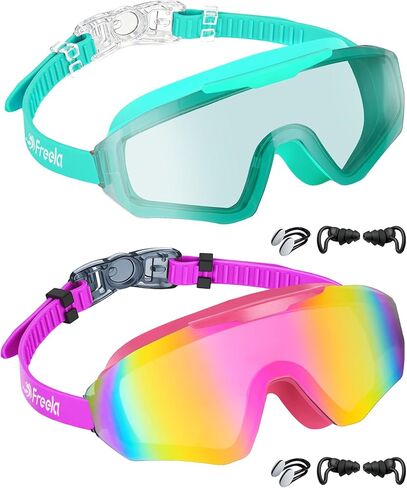 Freela 2 Pack Kids Swim Goggles for 8-16, Anti-Fog UV Protection Extra Silicone Layer Swimming Goggles for Youth Boys Girls in Saudi Arabia