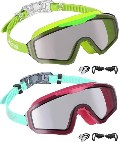 Freela 2 Pack Kids Swim Goggles for 8-16, Anti-Fog UV Protection Extra Silicone Layer Swimming Goggles for Youth Boys Girls in Saudi Arabia